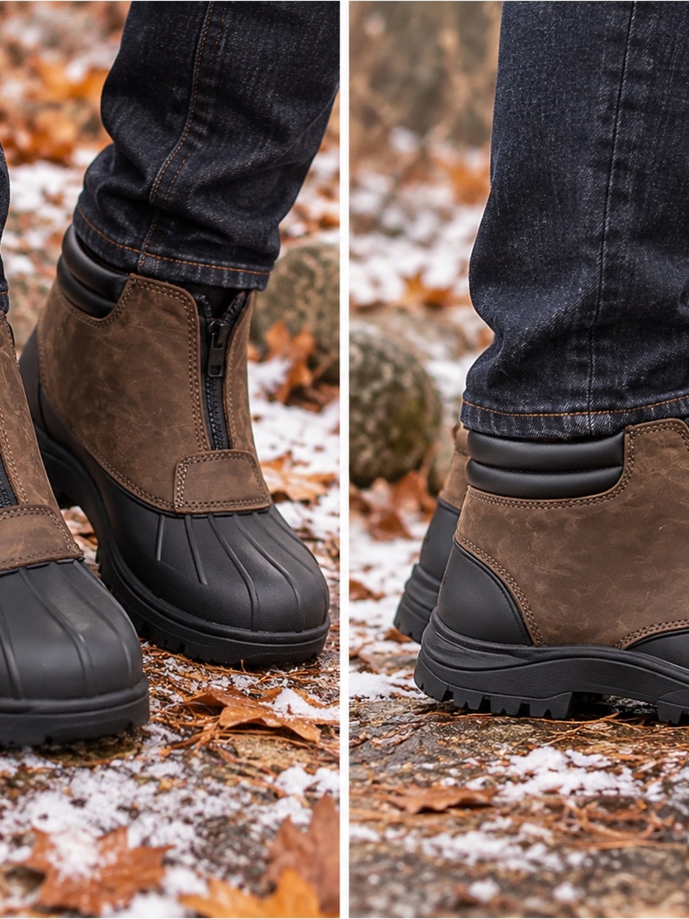 Propet Brown and Black Waterproof Zip-Front Winter Boots